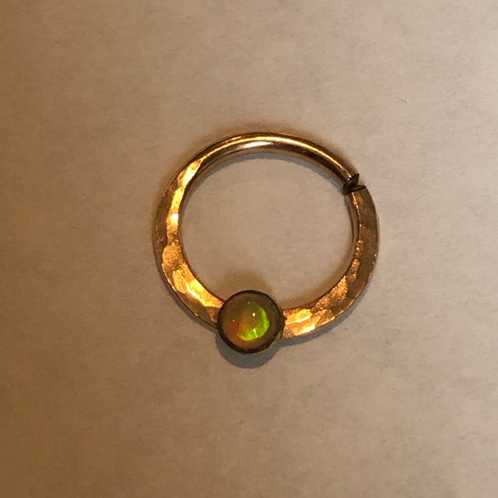 Rose gold septum ring with opal stone